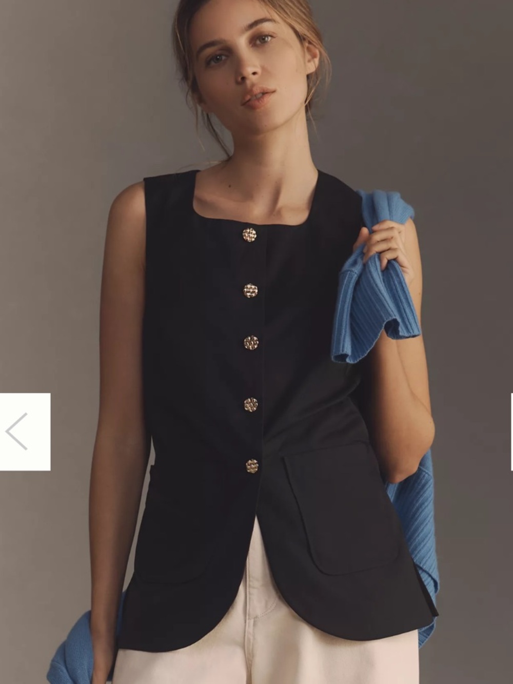 NWT Anthropologie Maeve Button-Front Vest in Black